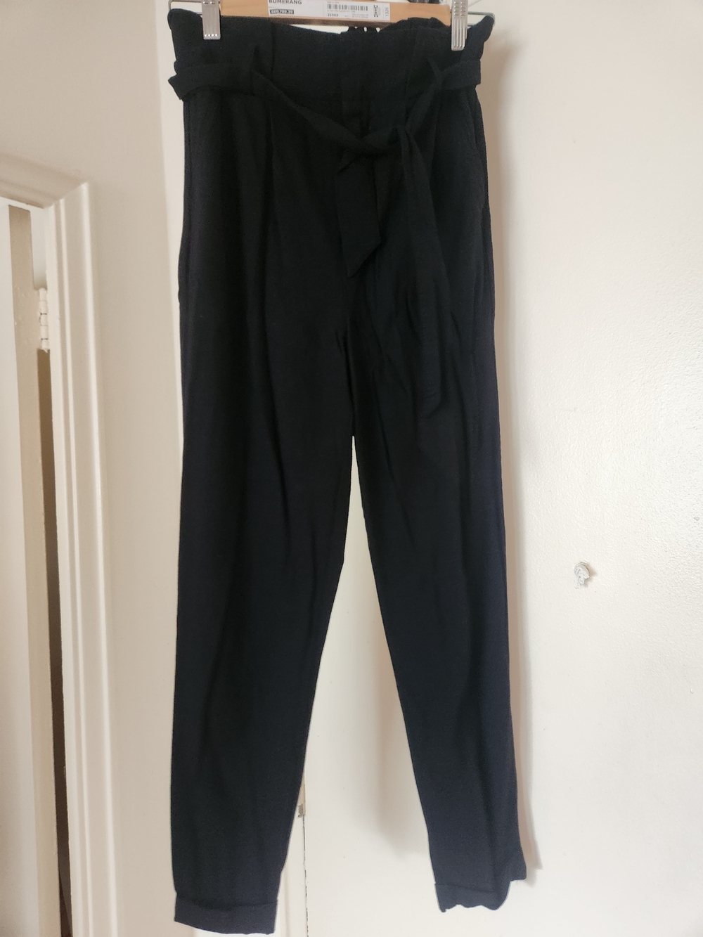 Bershka Black Elastic Waist Pants with Tie